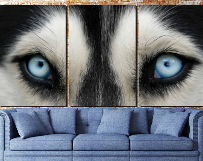 Husky Wall Art, Siberian Husky Canvas,Husky 3 Panel, Husky Canvas Art,Large Husky Wall Art,Husky Eyes Art,Husky Blue Eyes,Husky Canvas Print