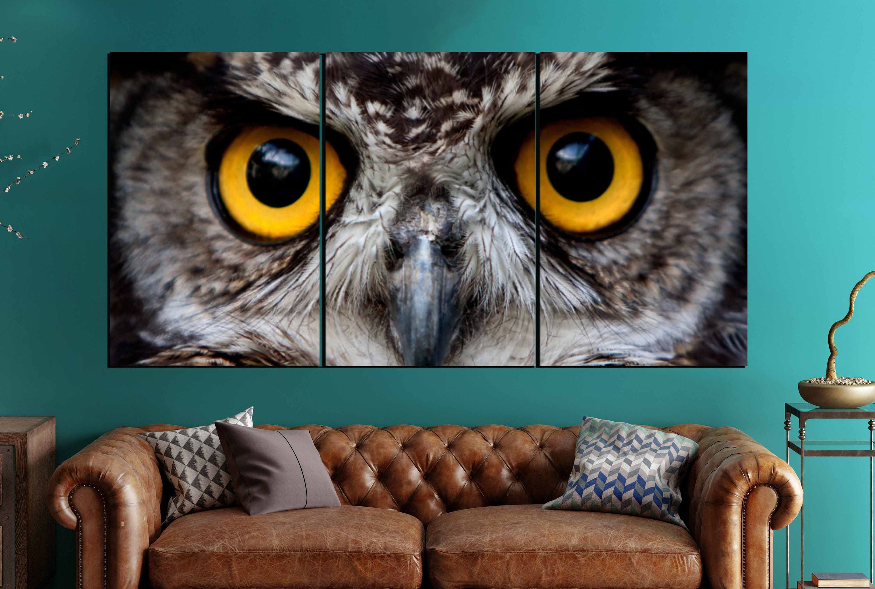 Owl Wall Art 3 Canvas Panels,Owl Art,Owl Wall Art,Owl Wall Decor,Owl ...