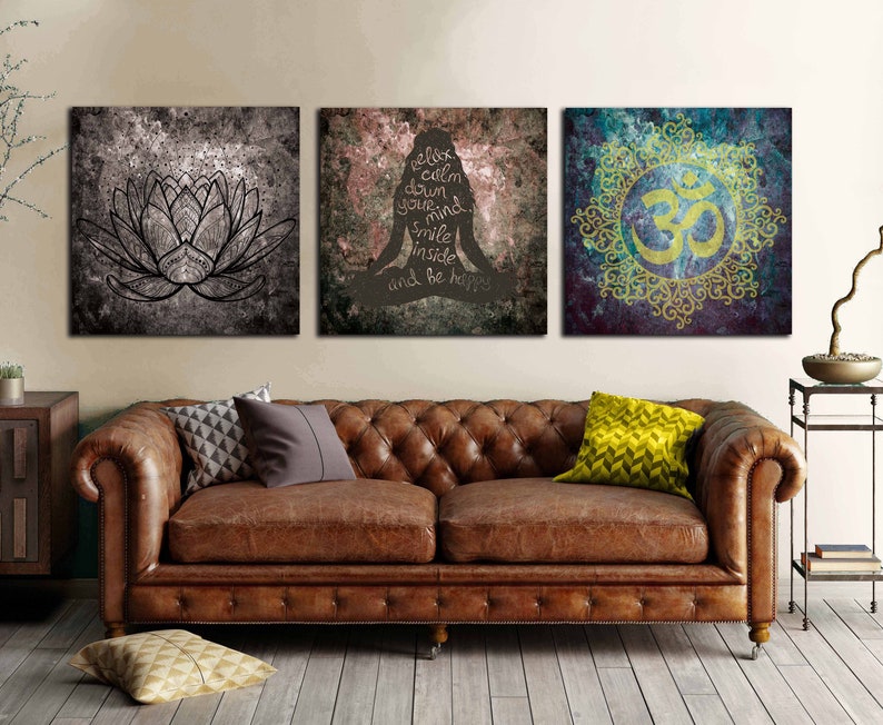 Yoga Art 3 Panel Canvas Print Yoga Wall Art Yoga Chakra Etsy