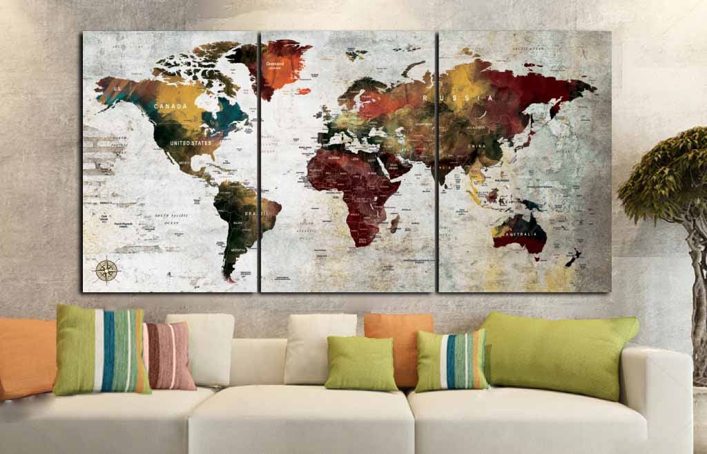 3 Panel World Map Large 3 Panel World Map Canvas Art,World Map[,World Map Wall Art,World Map  Canvas Panels,World Map Watercolor Art,World Map Large Panels,Map