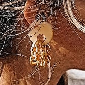 Light Wood Large Earrings, Dangles, Disc & Interlocking-Circles 3" Long, Post, Handcrafted OOAK Vintage