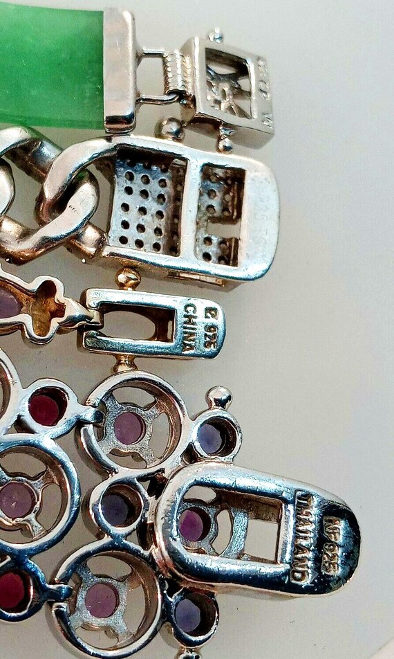 4 Sterling Silver Tennis Bracelets Lot, Jade, Mul… - image 9