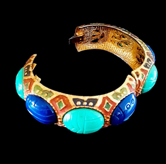 Egyptian Revival Scarab Bracelet, Unsigned KRAMER… - image 8