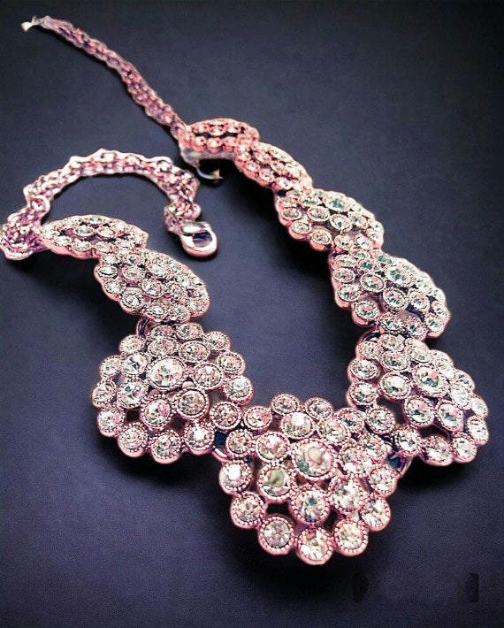 CROWN TRIFARI Necklace Crystal Rose Gold Tone, Do… - image 1