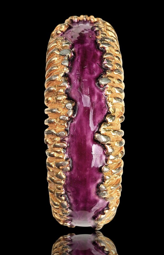 Kenneth Jay Lane KJL Gold Tone Hinged Bracelet, D… - image 4