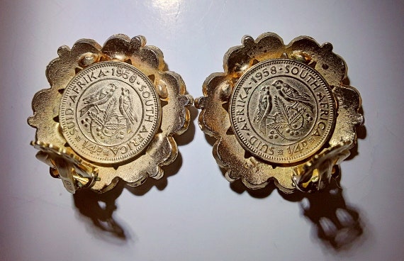 South African Coin Earrings KRAMER, Elizabeth II … - image 9