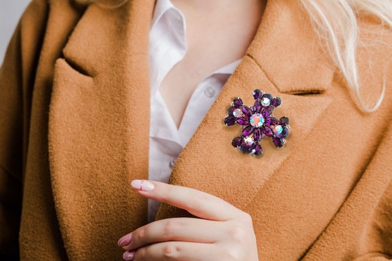 Dark Purple Maltese Cross Brooch Byzantine, Layer… - image 6