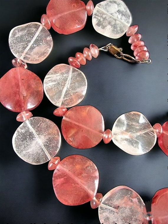 Cherry & Clear Quartz Necklace Sterling Silver, Wa