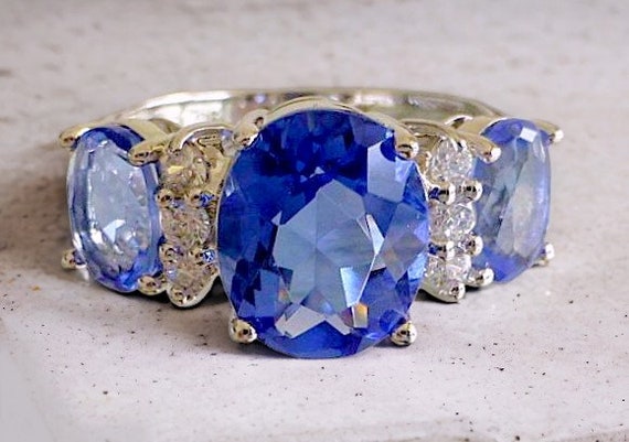 Tanzanite Simulated CZ Sterling Silver Ring, ROSS… - image 1