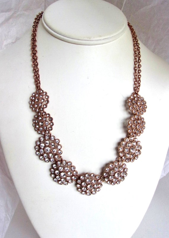 CROWN TRIFARI Necklace Crystal Rose Gold Tone, Do… - image 7