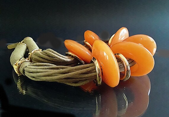 Italian Modernist Orange Huge Necklace, RITA FRAS… - image 4