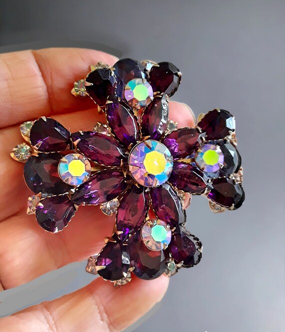 Dark Purple Maltese Cross Brooch Byzantine, Layer… - image 4