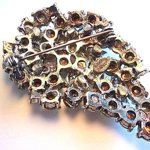 Blue AB Rivoli Rhinestone Cluster Brooch, Silver Leaves, Paisley Shape ...