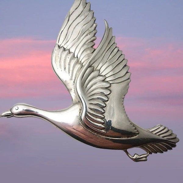 CORO Sterling Silver Goose Brooch Bird, Norseland, 1940s Large Polished, Vintage