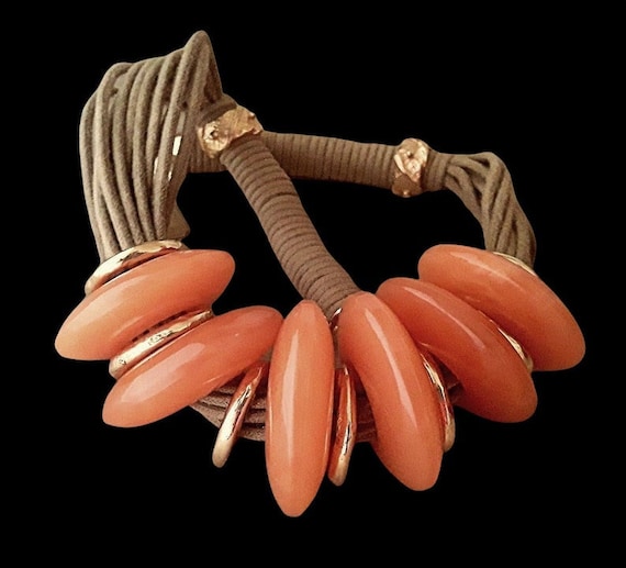 Italian Modernist Orange Huge Necklace, RITA FRAS… - image 2