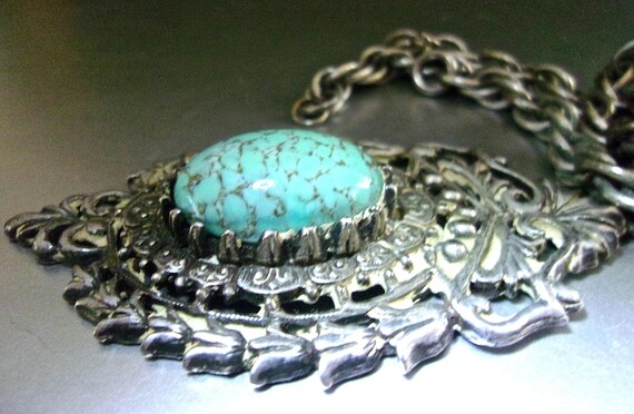 Victorian Revival Necklace-Pendant Germany, Turqu… - image 8
