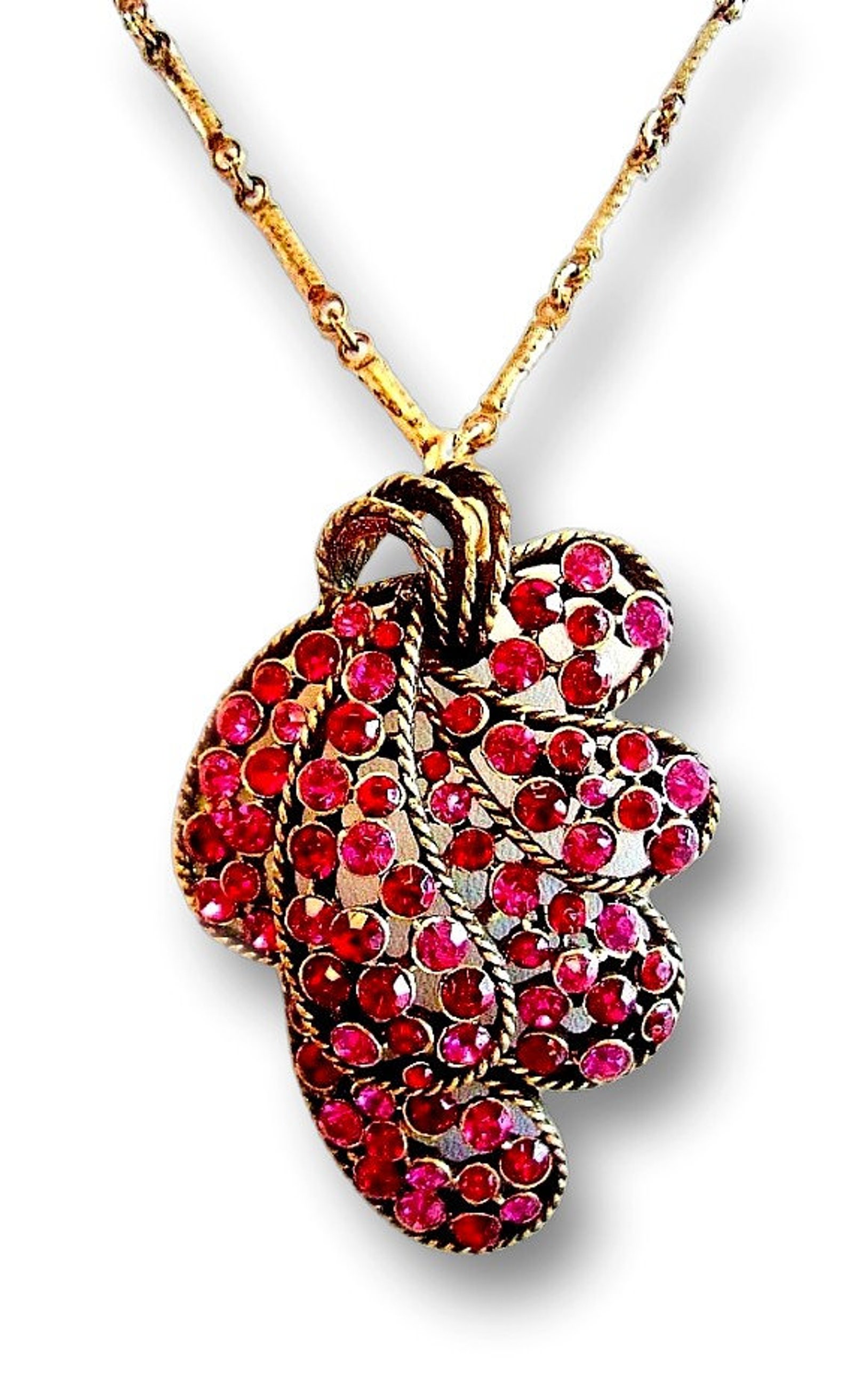 KRAMER of NY Pendant Necklace Fuchsia Pink Rhinestones Bar Etsy