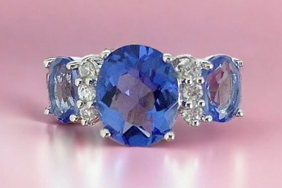 Tanzanite Simulated CZ Sterling Silver Ring, ROSS… - image 5