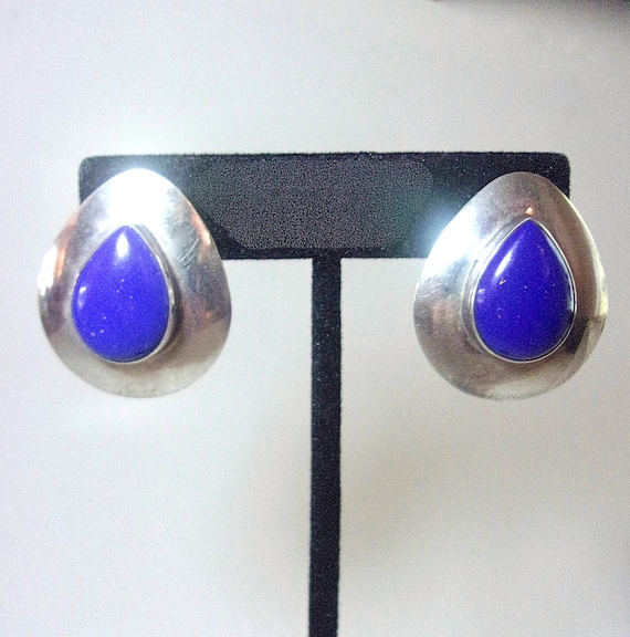 Artisan Blue Lapis Sterling Earrings, EDITH JAMES… - image 2