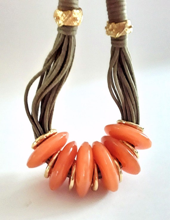 Italian Modernist Orange Huge Necklace, RITA FRAS… - image 8