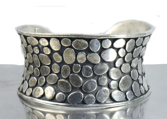 Sterling Silver Pebble Texture Cuff Bracelet, JAN… - image 4