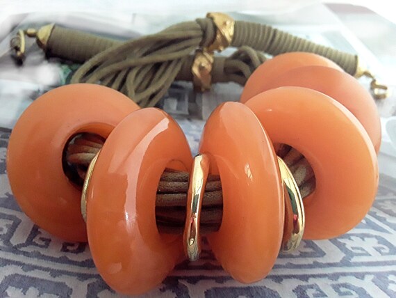 Italian Modernist Orange Huge Necklace, RITA FRAS… - image 9