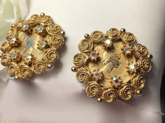 South African Coin Earrings KRAMER, Elizabeth II … - image 4