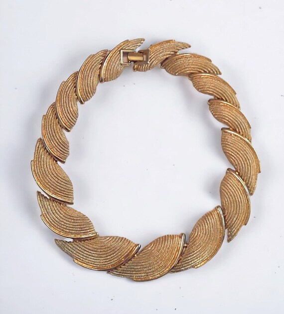 NAPIER Chunky Gold Tone Wide Necklace, Texture Sw… - image 4