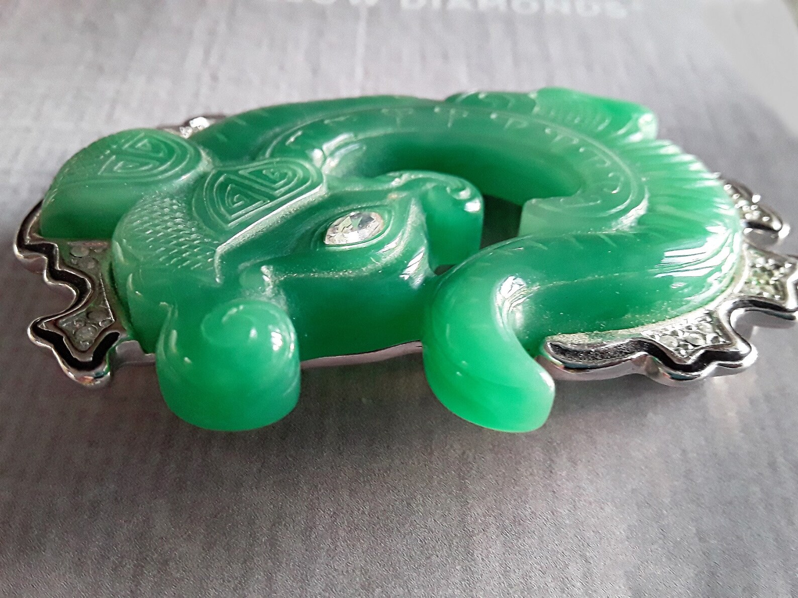 LANE Faux Jade Dragon Brooch Asian Inspired Green Etsy