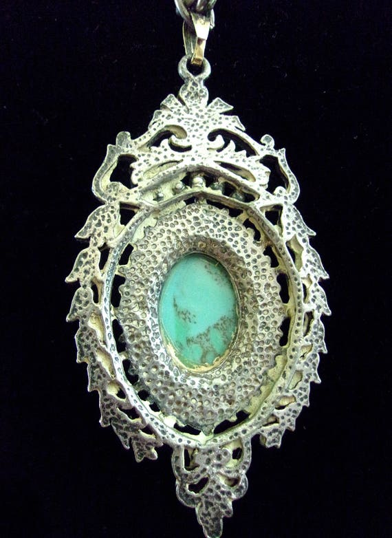 Victorian Revival Necklace-Pendant Germany, Turqu… - image 9