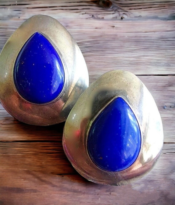 Artisan Blue Lapis Sterling Earrings, EDITH JAMES… - image 3