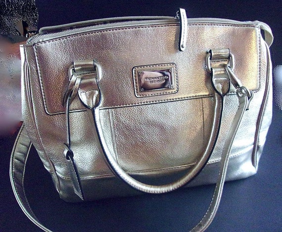 TIGNANELLO Genuine Leather Silver Satchel Bag, Sat