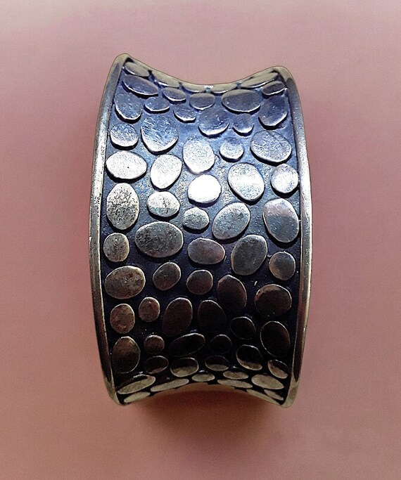Sterling Silver Pebble Texture Cuff Bracelet, JAN… - image 6
