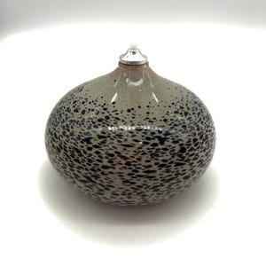 Glass Blown Oil Lamp - Speckled Taupe