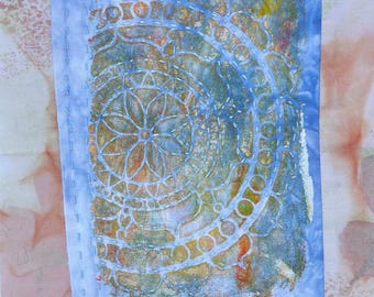 Sacred Spin– Golden Mandala Mini Quilt with Metallic Accents