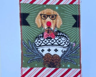 Holiday Hipster Dog – Christmas Mini Quilt