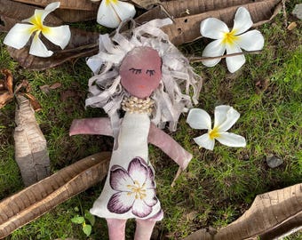 Handmade Art Doll Maluhia: Upcycled Quilted Fabric Spirit Doll