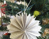 Paper christmas decorations - folded paper flowers - set of 3