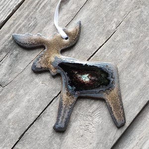 Moose Ornament Handmade Ceramic Geode