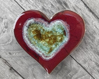 Heart Coaster: Ceramic Drink Coaster, Valentines Day Coaster, Custom Love Coaster, Geode Coaster, Heart Geode Coaster