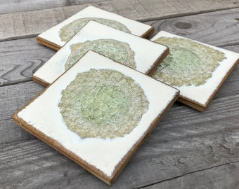 Milk & Honey Geode Crackle Coaster: Geode Coaster, Agate Coaster, Celestial Coaster in MILK and HONEY