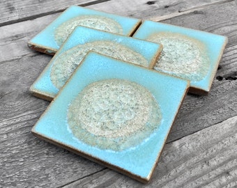 Pale Sky Geode Crackle Coaster: Geode Coaster, Agate Coaster, Celestial Coaster in PALE SKY