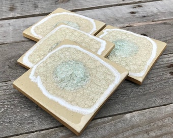 Sand Geode Crackle Coaster: Geode Coaster, Agate Coaster, Celestial Coaster in SAND