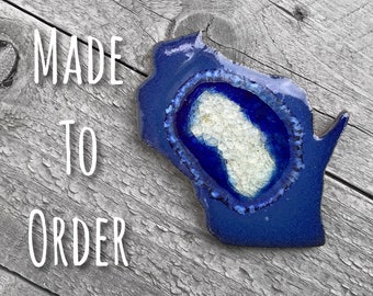 WISCONSIN GEODE CRACKLE Magnet: Custom Magnet, Personalized Magnet, Refrigerator Magnet, Geode Magnet, Personalized Wisconsin Magnet