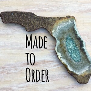 FLORIDA GEODE CRACKLE Trivet: Custom Trivet, Personalized Trivet, State Shaped Trivet, Geode Trivet, Florida Trivet image 1