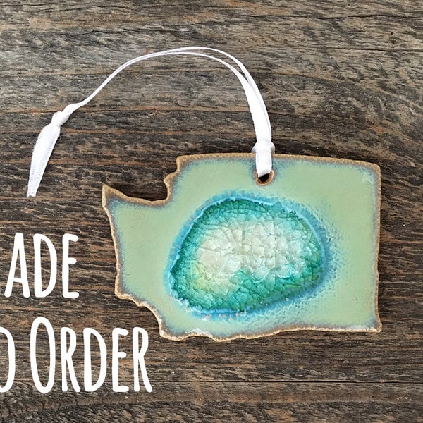 Washington Ornament: WA Ornament, Decorative Ornament, State Christmas Ornament, Geode Ornament, Washington Ornament