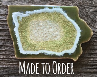 IOWA Geode Crackle Coasters: Custom Coaster, Personalized Coaster, Drink Coaster, Geode Coaster, Personalized IOWA Coaster