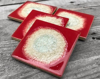 Hot Tamale Geode Crackle Coaster: Geode Coaster, Agate Coaster, Celestial Coaster in HOT TAMALE