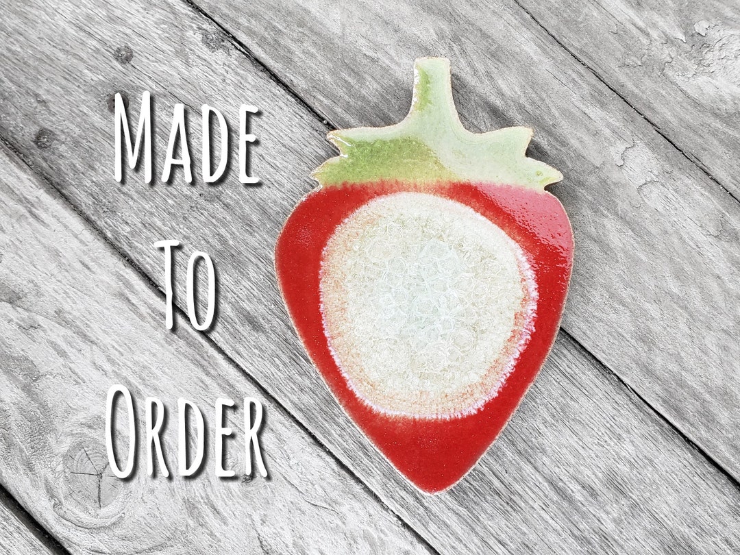 STRAWBERRY GEODE Crackle Coaster Ceramic Drink Coaster Etsy