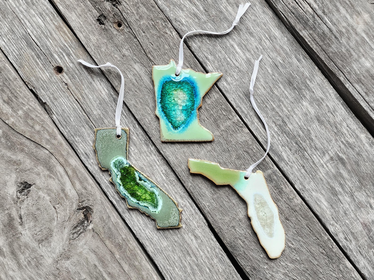 All 50 States Ceramic Geode State Ornament